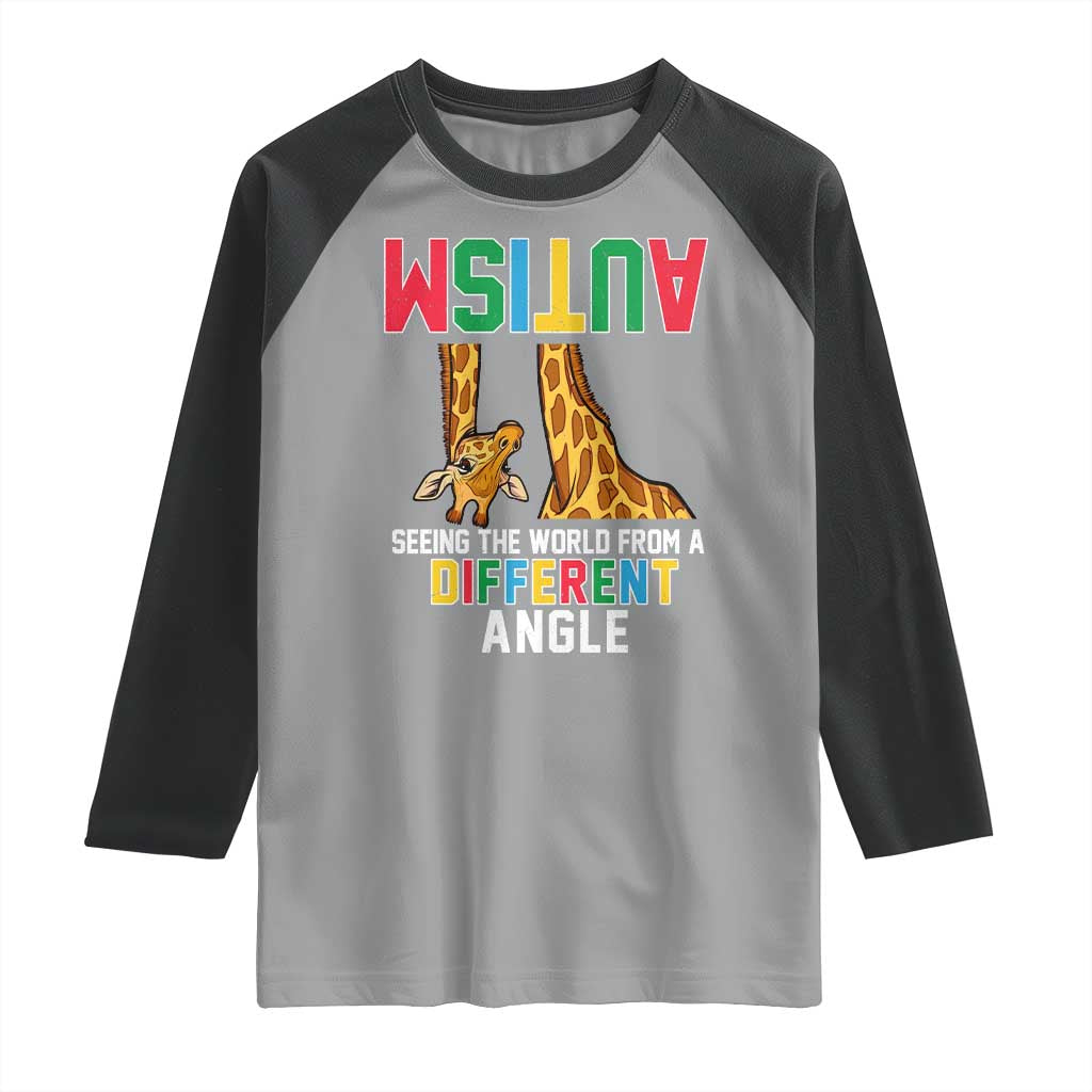 Giraffe Autism Awareness Raglan Shirt Seeing World Different Angle TS02 Sport Gray Black Print Your Wear