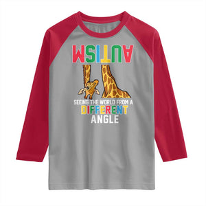 Giraffe Autism Awareness Raglan Shirt Seeing World Different Angle TS02 Sport Gray Red Print Your Wear
