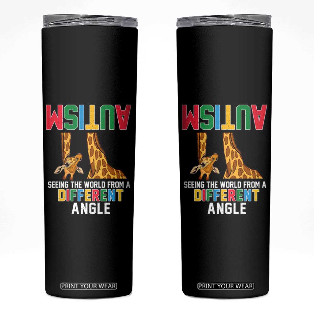 Giraffe Autism Awareness Skinny Tumbler Seeing World Different Angle TS02 Black Print Your Wear