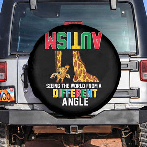 Giraffe Autism Awareness Spare Tire Cover Seeing World Different Angle TS02 No hole Black Print Your Wear