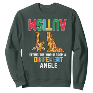 Giraffe Autism Awareness Sweatshirt Seeing World Different Angle TS02 Dark Forest Green Print Your Wear