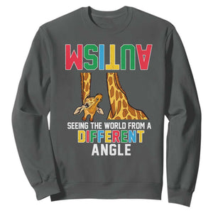 Giraffe Autism Awareness Sweatshirt Seeing World Different Angle TS02 Dark Heather Print Your Wear