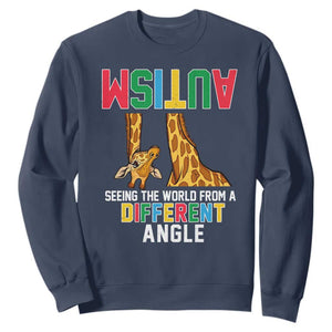 Giraffe Autism Awareness Sweatshirt Seeing World Different Angle TS02 Navy Print Your Wear