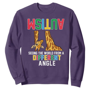 Giraffe Autism Awareness Sweatshirt Seeing World Different Angle TS02 Purple Print Your Wear