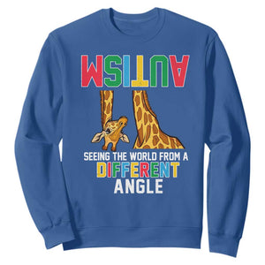 Giraffe Autism Awareness Sweatshirt Seeing World Different Angle TS02 Royal Blue Print Your Wear