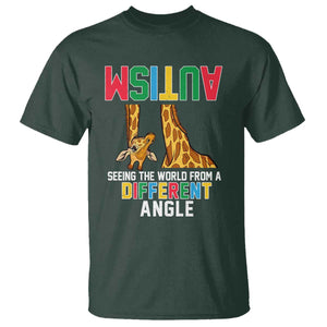 Giraffe Autism Awareness T Shirt Seeing World Different Angle TS02 Dark Forest Green Print Your Wear