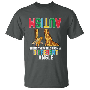 Giraffe Autism Awareness T Shirt Seeing World Different Angle TS02 Dark Heather Print Your Wear