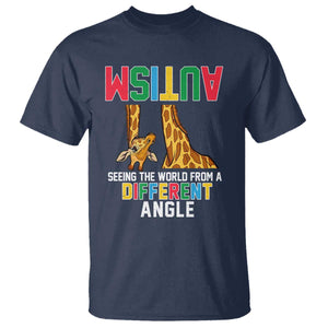 Giraffe Autism Awareness T Shirt Seeing World Different Angle TS02 Navy Print Your Wear