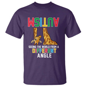 Giraffe Autism Awareness T Shirt Seeing World Different Angle TS02 Purple Print Your Wear