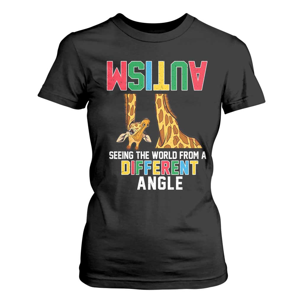 Giraffe Autism Awareness T Shirt For Women Seeing World Different Angle TS02 Black Print Your Wear