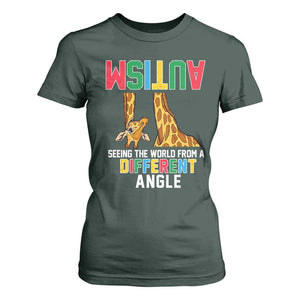 Giraffe Autism Awareness T Shirt For Women Seeing World Different Angle TS02 Dark Forest Green Print Your Wear