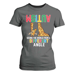 Giraffe Autism Awareness T Shirt For Women Seeing World Different Angle TS02 Dark Heather Print Your Wear
