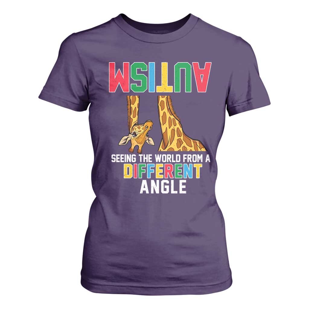 Giraffe Autism Awareness T Shirt For Women Seeing World Different Angle TS02 Purple Print Your Wear