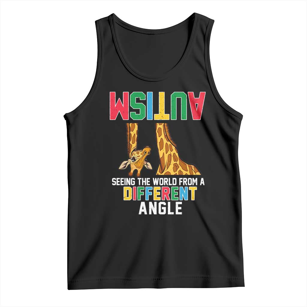 Giraffe Autism Awareness Tank Top Seeing World Different Angle TS02 Black Print Your Wear