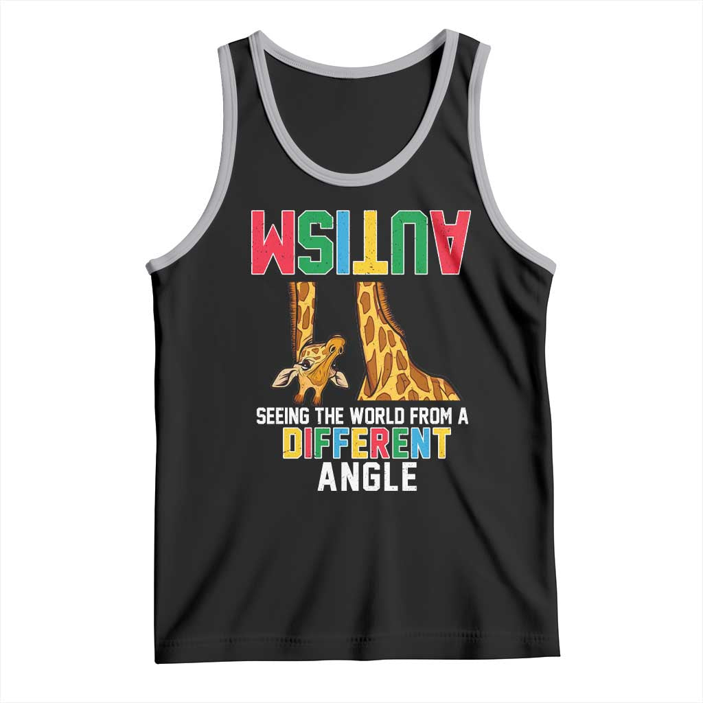 Giraffe Autism Awareness Tank Top Seeing World Different Angle TS02 Black Athletic Heather Print Your Wear