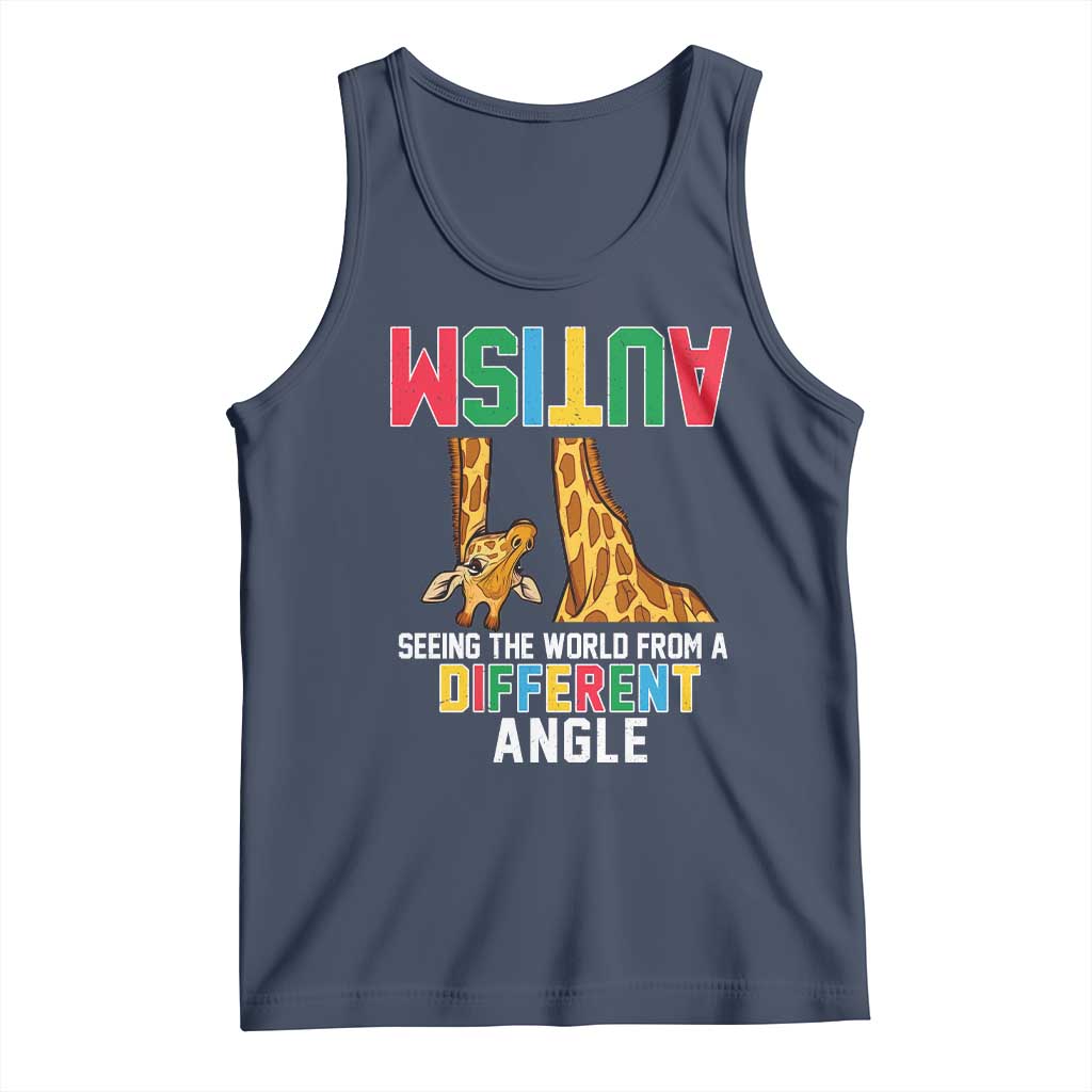Giraffe Autism Awareness Tank Top Seeing World Different Angle TS02 Navy Print Your Wear
