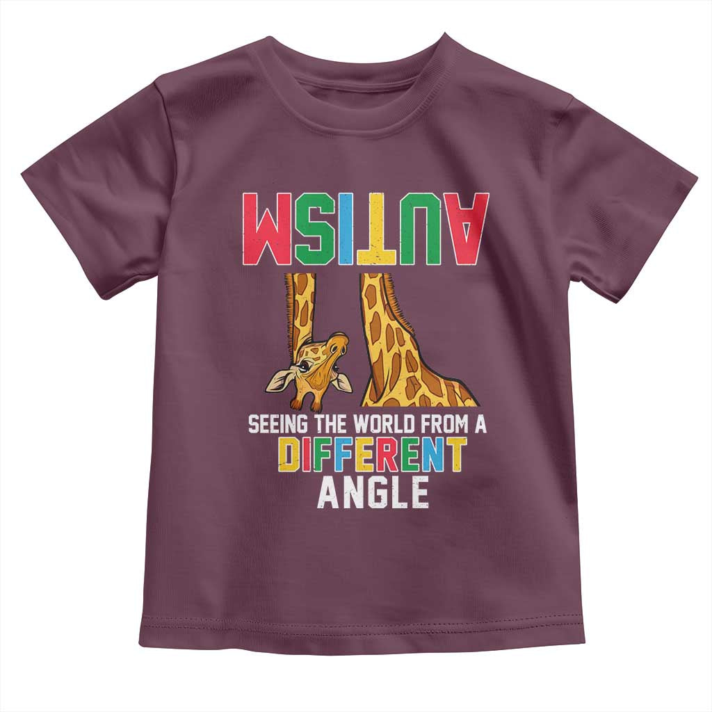 Giraffe Autism Awareness Toddler T Shirt Seeing World Different Angle TS02 Maroon Print Your Wear