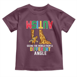 Giraffe Autism Awareness Toddler T Shirt Seeing World Different Angle TS02 Maroon Print Your Wear