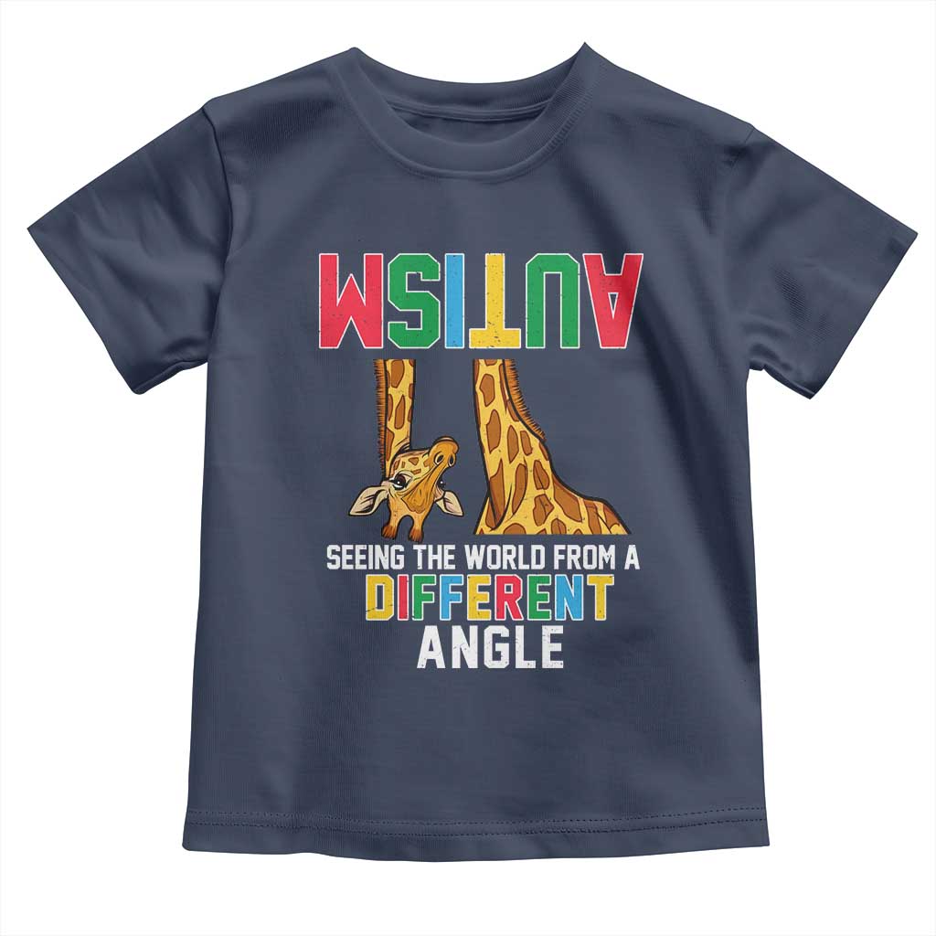 Giraffe Autism Awareness Toddler T Shirt Seeing World Different Angle TS02 Navy Print Your Wear