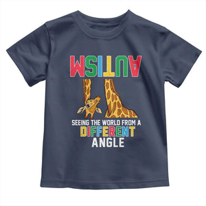 Giraffe Autism Awareness Toddler T Shirt Seeing World Different Angle TS02 Navy Print Your Wear