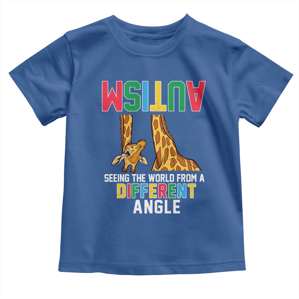 Giraffe Autism Awareness Toddler T Shirt Seeing World Different Angle TS02 Royal Blue Print Your Wear