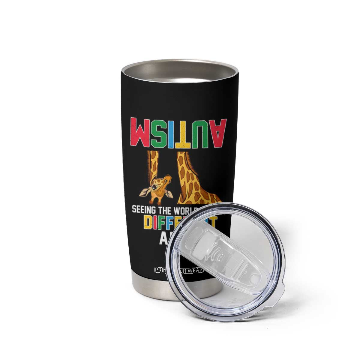 Giraffe Autism Awareness Tumbler Cup Seeing World Different Angle TS02 Print Your Wear