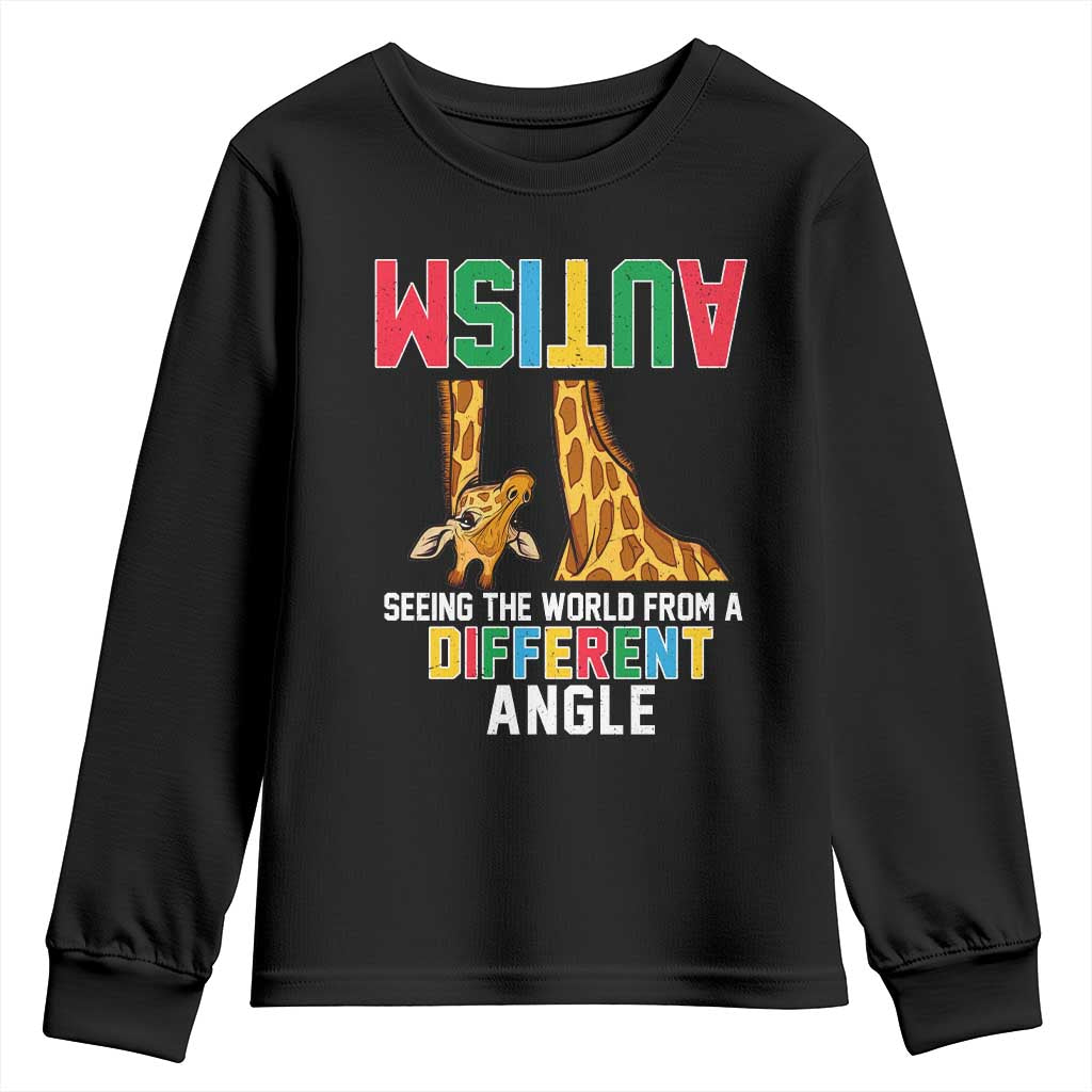Giraffe Autism Awareness Youth Sweatshirt Seeing World Different Angle TS02 Black Print Your Wear