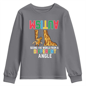 Giraffe Autism Awareness Youth Sweatshirt Seeing World Different Angle TS02 Charcoal Print Your Wear