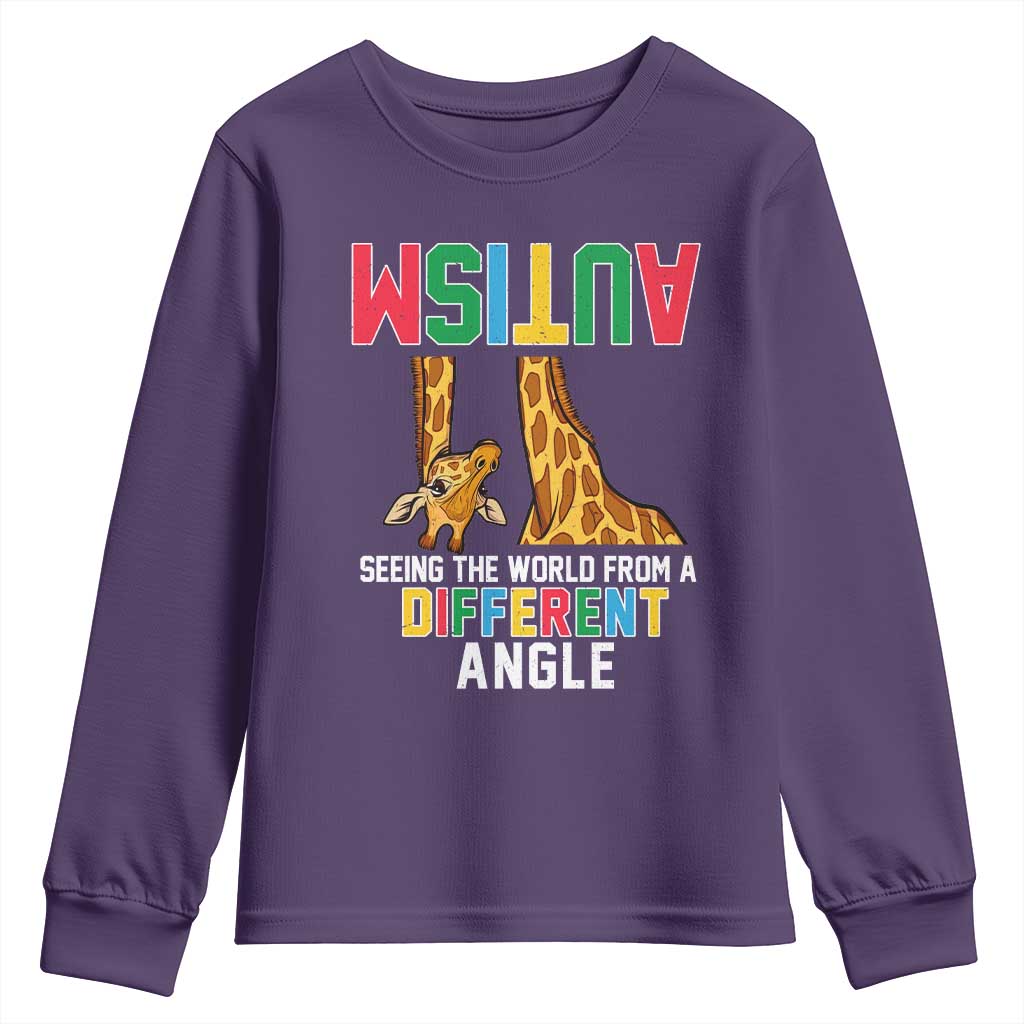 Giraffe Autism Awareness Youth Sweatshirt Seeing World Different Angle TS02 Purple Print Your Wear