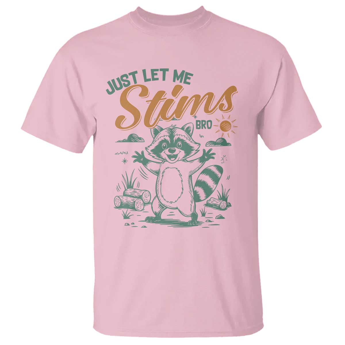 Funny Raccoon Autism Awareness T Shirt Just Let Me Stim Bro TS02 Light Pink Print Your Wear