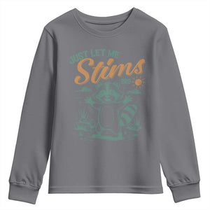 Funny Raccoon Autism Awareness Youth Sweatshirt Just Let Me Stim Bro TS02 Charcoal Print Your Wear