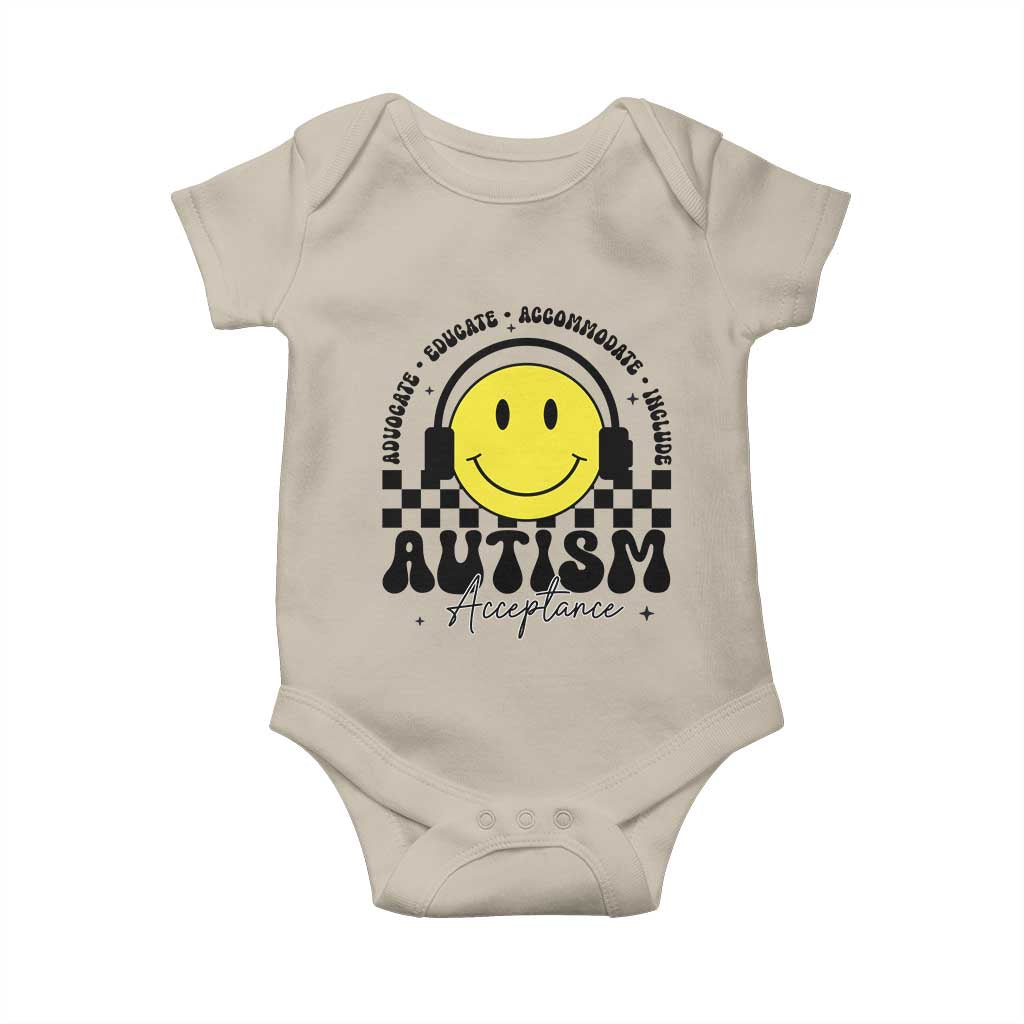 Autism Acceptance Baby Onesie Advocate Educate Accomodate Include Special Education TS02 Sand Print Your Wear