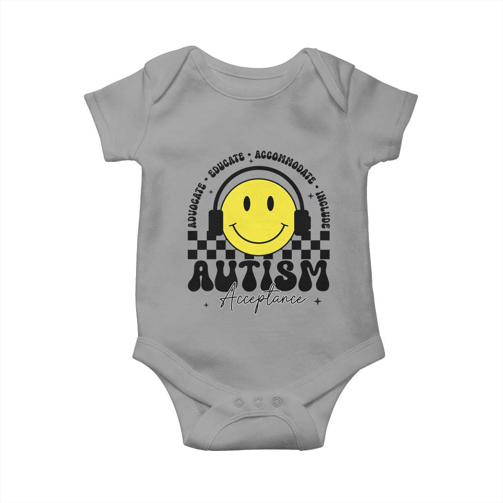 Autism Acceptance Baby Onesie Advocate Educate Accomodate Include Special Education TS02 Sport Gray Print Your Wear