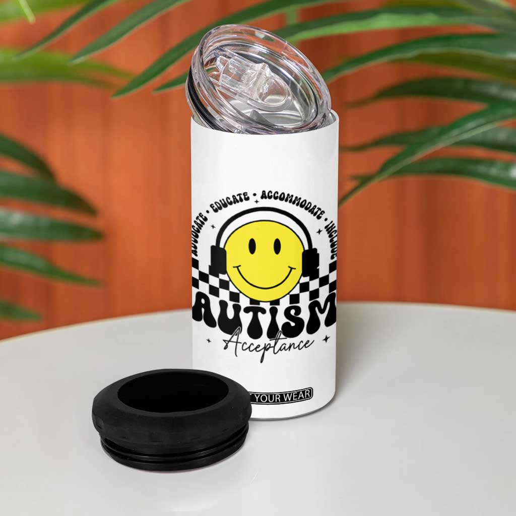 Autism Acceptance 4 in 1 Can Cooler Tumbler Advocate Educate Accomodate Include Special Education TS02 Print Your Wear