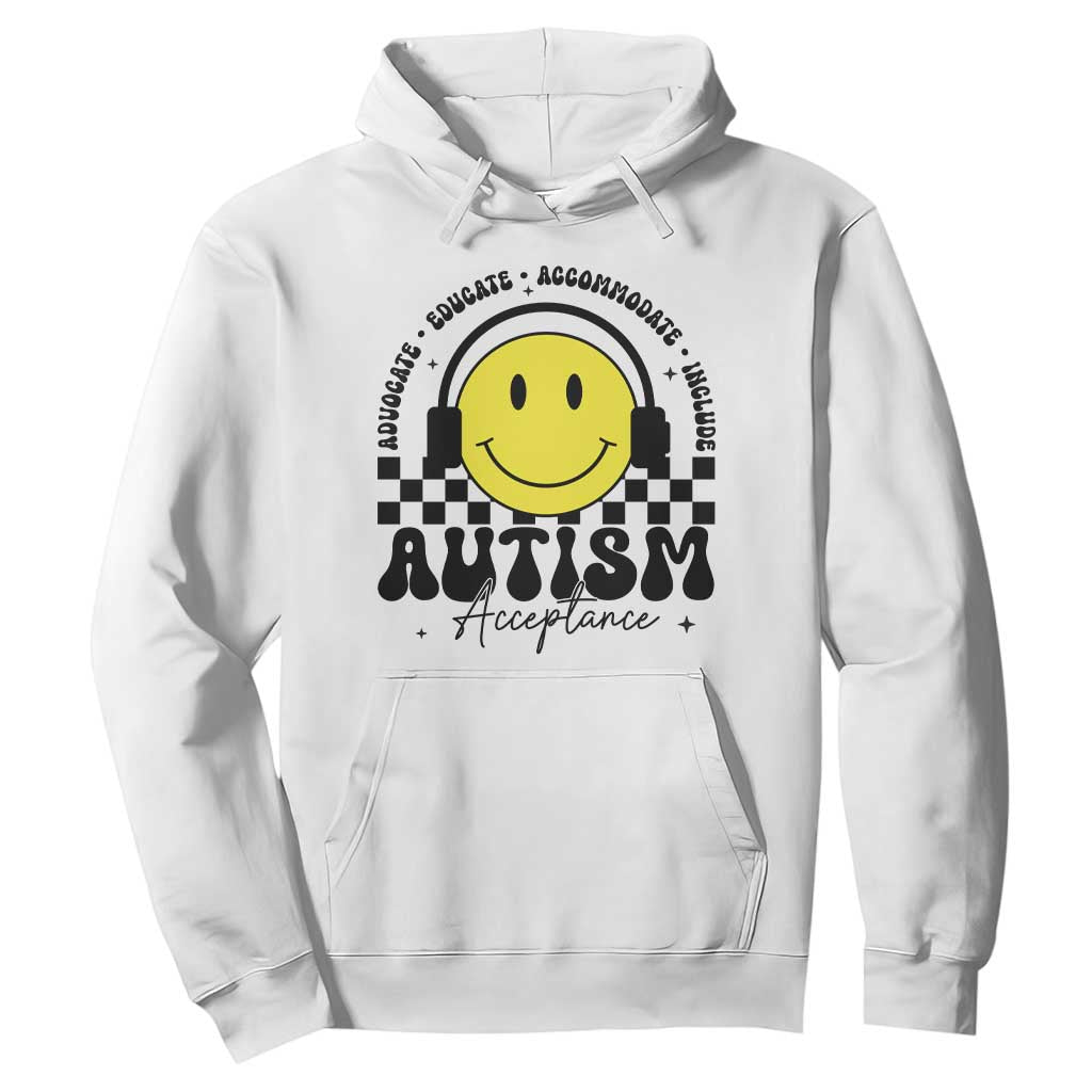Autism Acceptance Hoodie Advocate Educate Accomodate Include Special Education TS02 White Print Your Wear