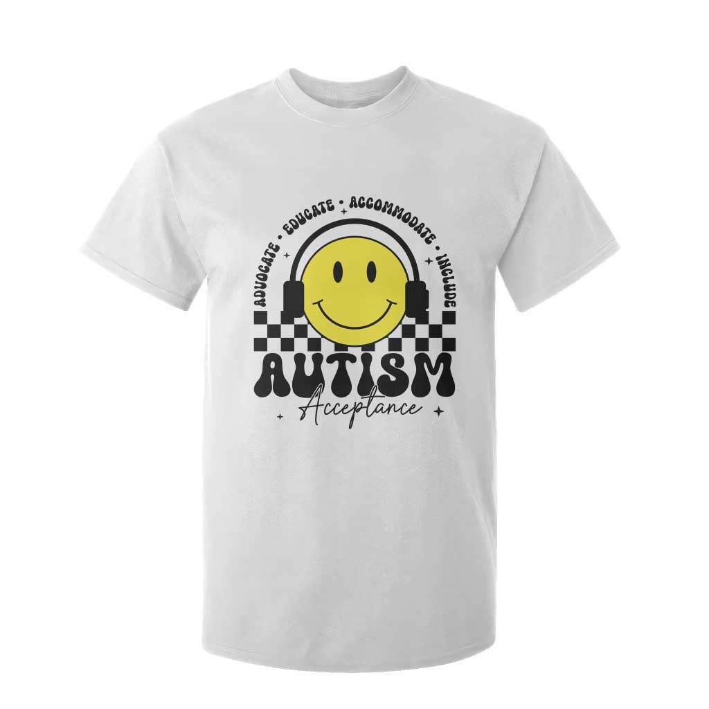 Autism Acceptance T Shirt For Kid Advocate Educate Accomodate Include Special Education TS02 White Print Your Wear