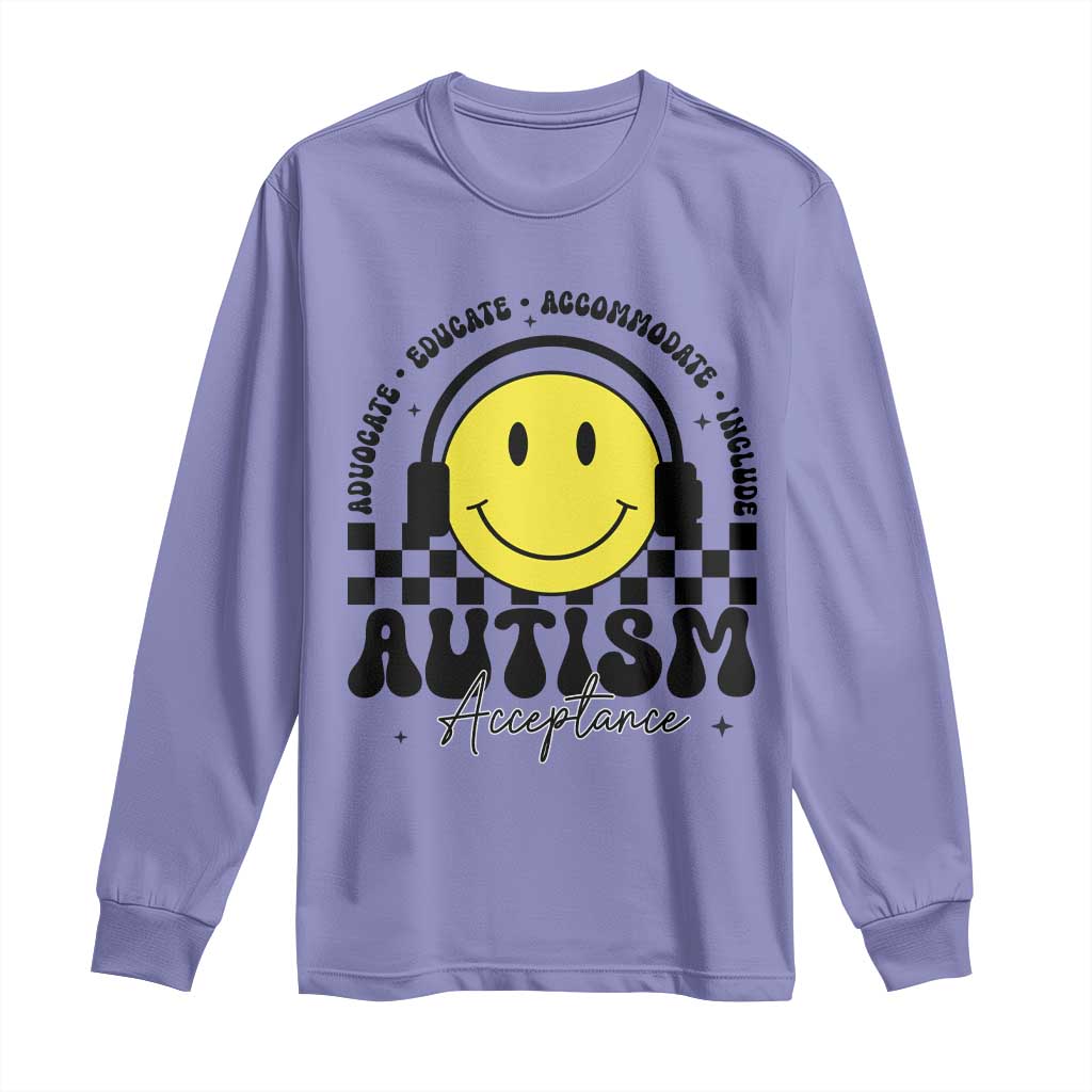 Autism Acceptance Long Sleeve Shirt Advocate Educate Accomodate Include Special Education TS02 Violet Print Your Wear
