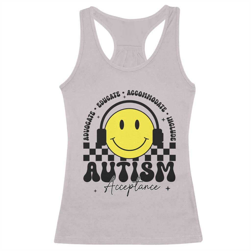 Autism Acceptance Racerback Tank Top Advocate Educate Accomodate Include Special Education TS02 Ice Gray Print Your Wear