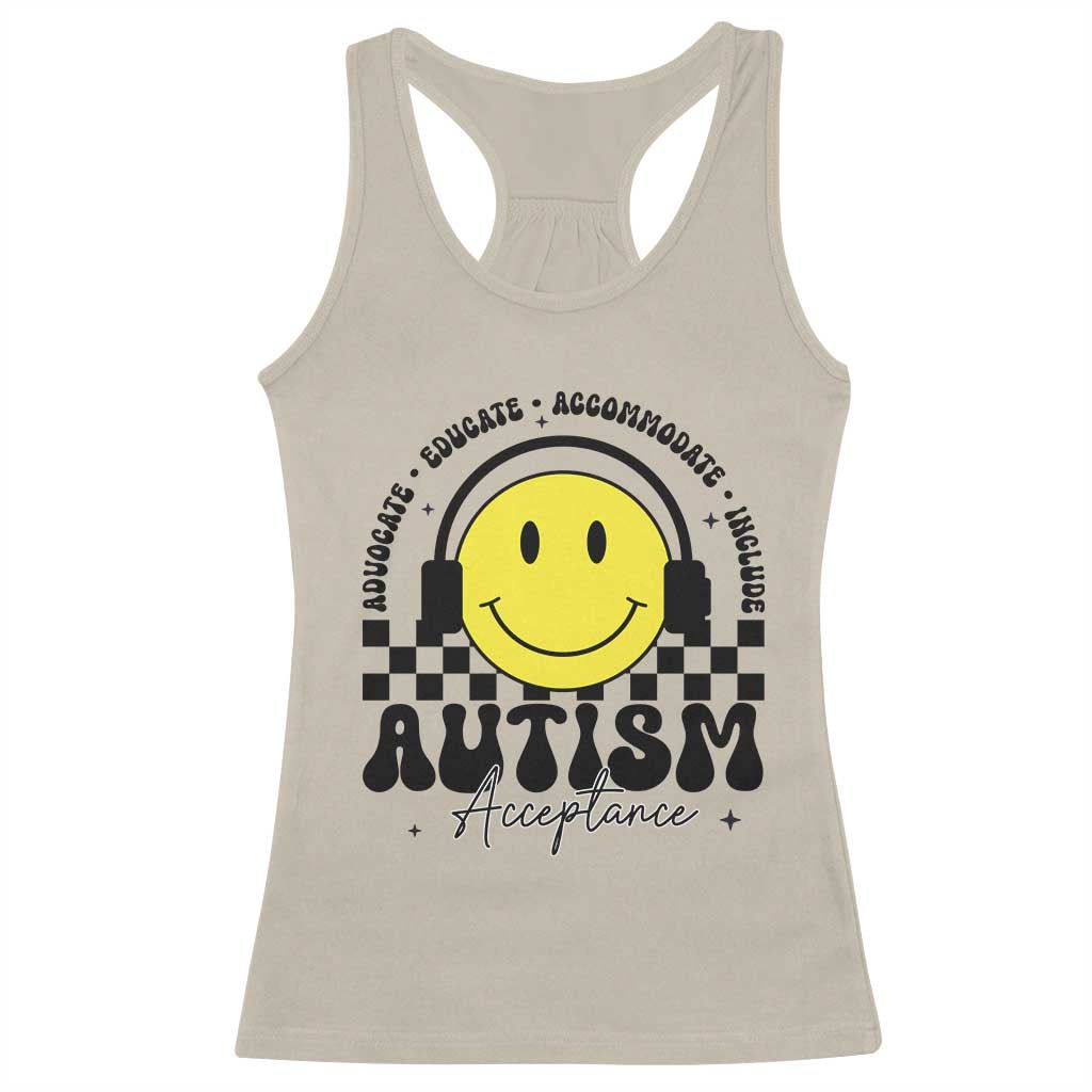 Autism Acceptance Racerback Tank Top Advocate Educate Accomodate Include Special Education TS02 Sand Print Your Wear