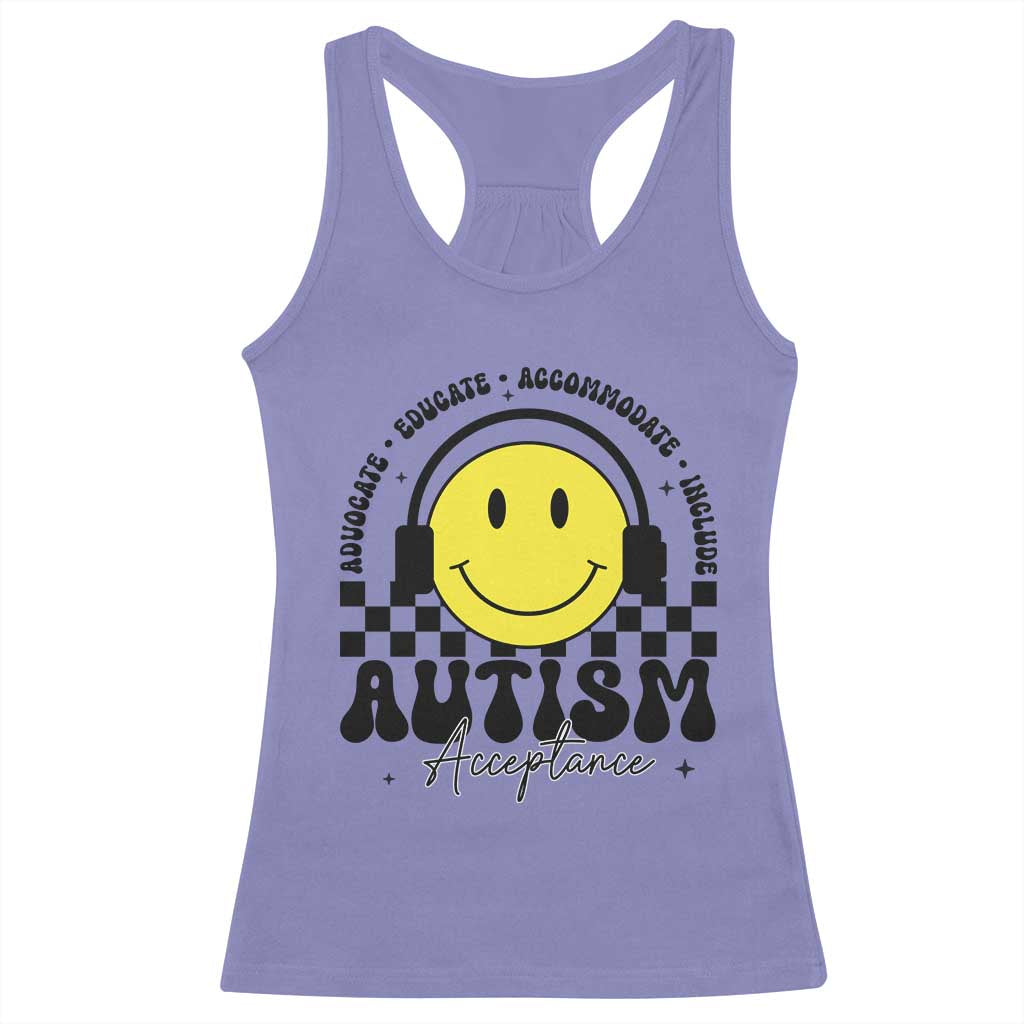 Autism Acceptance Racerback Tank Top Advocate Educate Accomodate Include Special Education TS02 Violet Print Your Wear