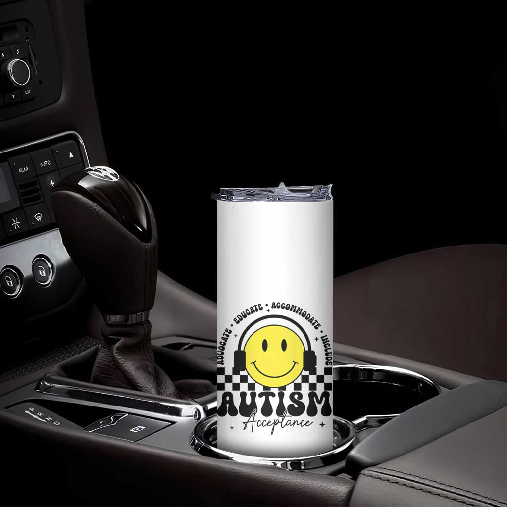 Autism Acceptance Skinny Tumbler Advocate Educate Accomodate Include Special Education TS02 Print Your Wear