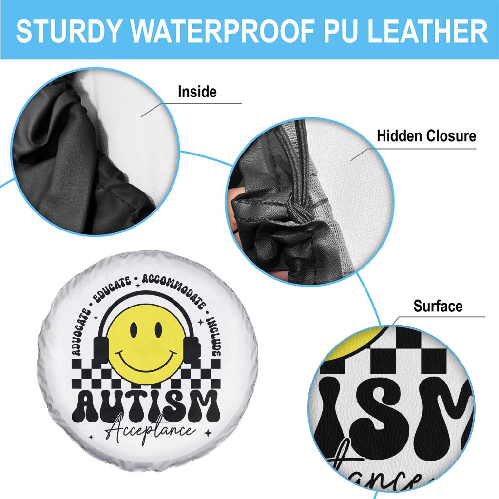 Autism Acceptance Spare Tire Cover Advocate Educate Accomodate Include Special Education TS02 Print Your Wear