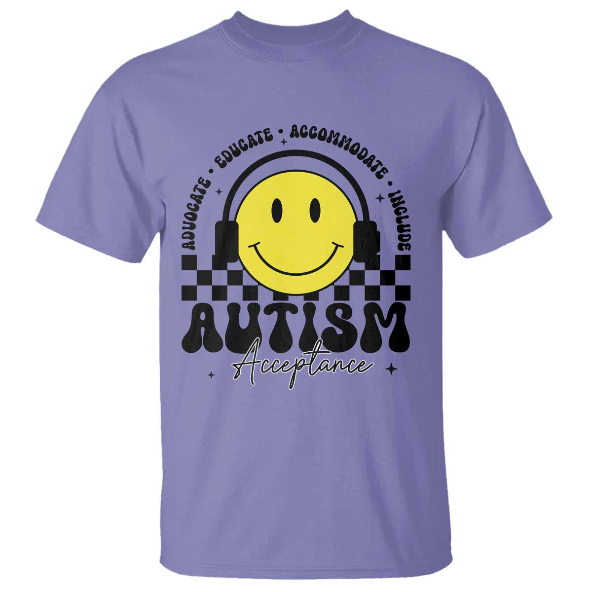 Autism Acceptance T Shirt Advocate Educate Accomodate Include Special Education TS02 Violet Print Your Wear