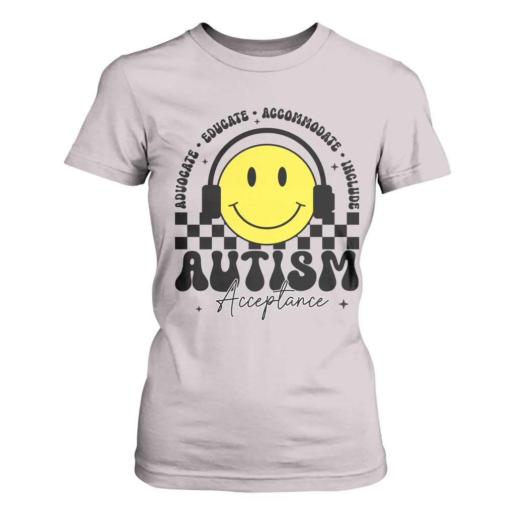 Autism Acceptance T Shirt For Women Advocate Educate Accomodate Include Special Education TS02 Ice Gray Print Your Wear