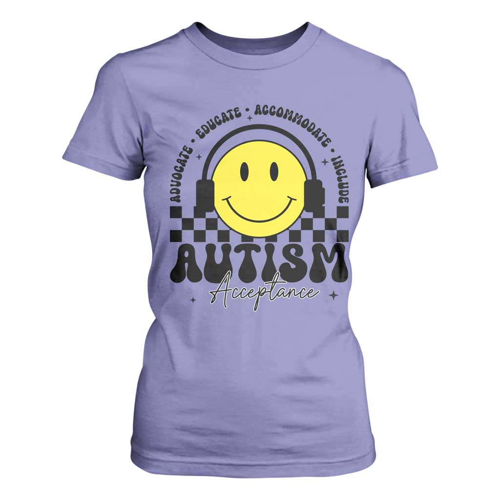 Autism Acceptance T Shirt For Women Advocate Educate Accomodate Include Special Education TS02 Violet Print Your Wear