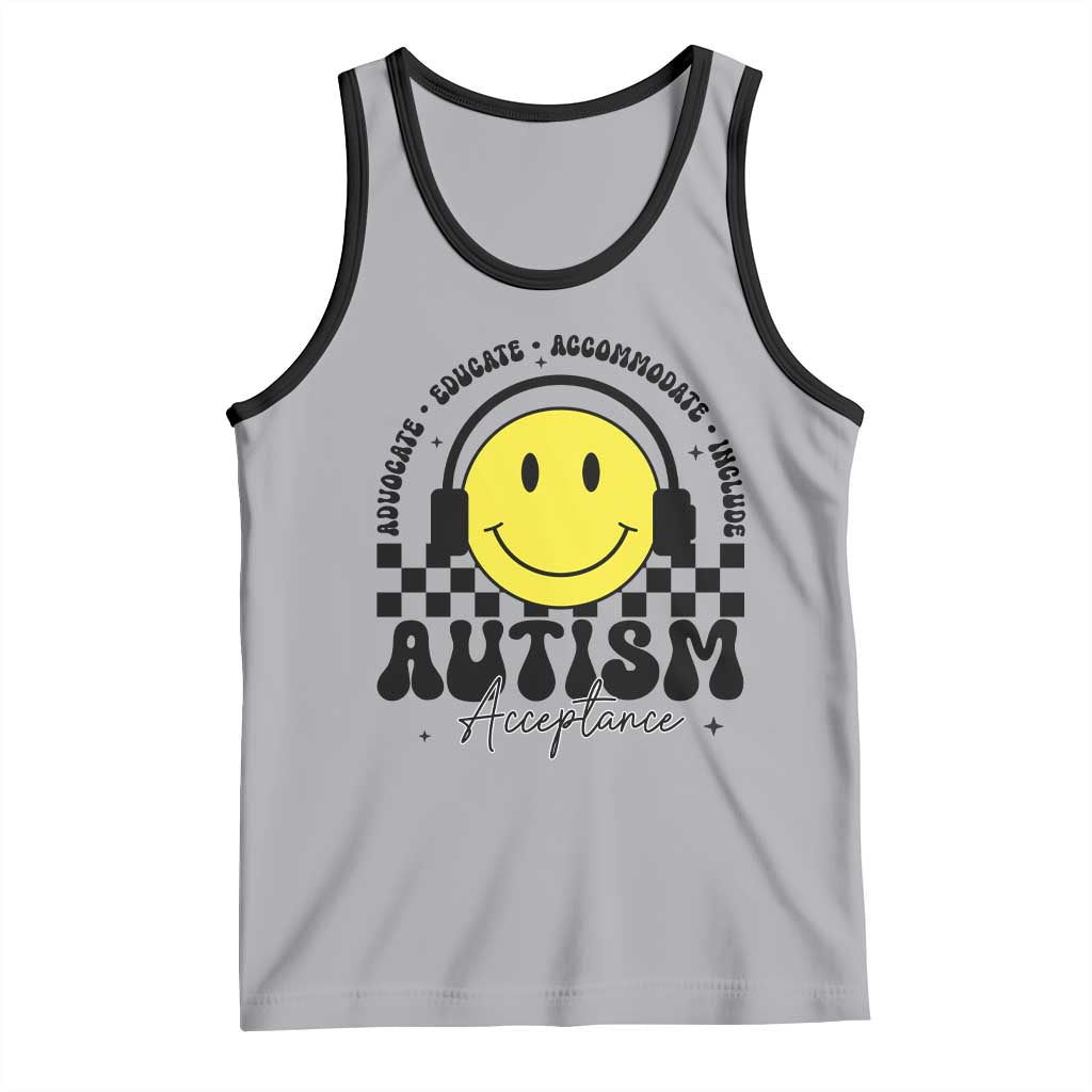 Autism Acceptance Tank Top Advocate Educate Accomodate Include Special Education TS02 Athletic Heather Black Print Your Wear