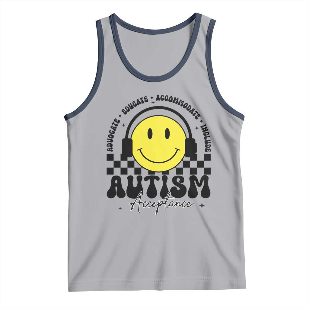 Autism Acceptance Tank Top Advocate Educate Accomodate Include Special Education TS02 Athletic Heather Navy Print Your Wear