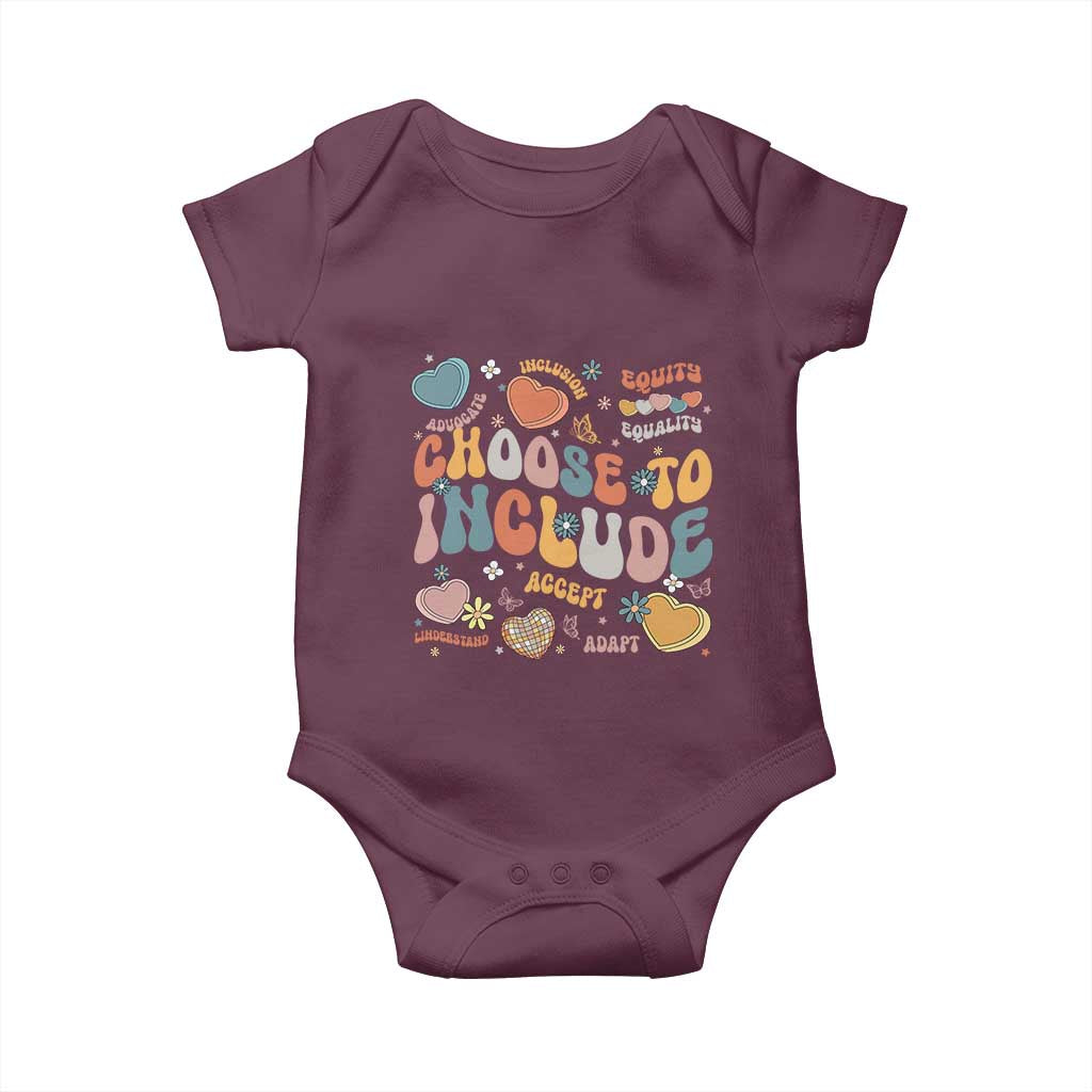 Autism Acceptance Baby Onesie Choose To Include Inclusion Matters TS02 Maroon Print Your Wear