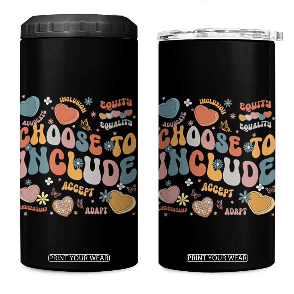 Autism Acceptance 4 in 1 Can Cooler Tumbler Choose To Include Inclusion Matters TS02 One Size: 16 oz Black Print Your Wear