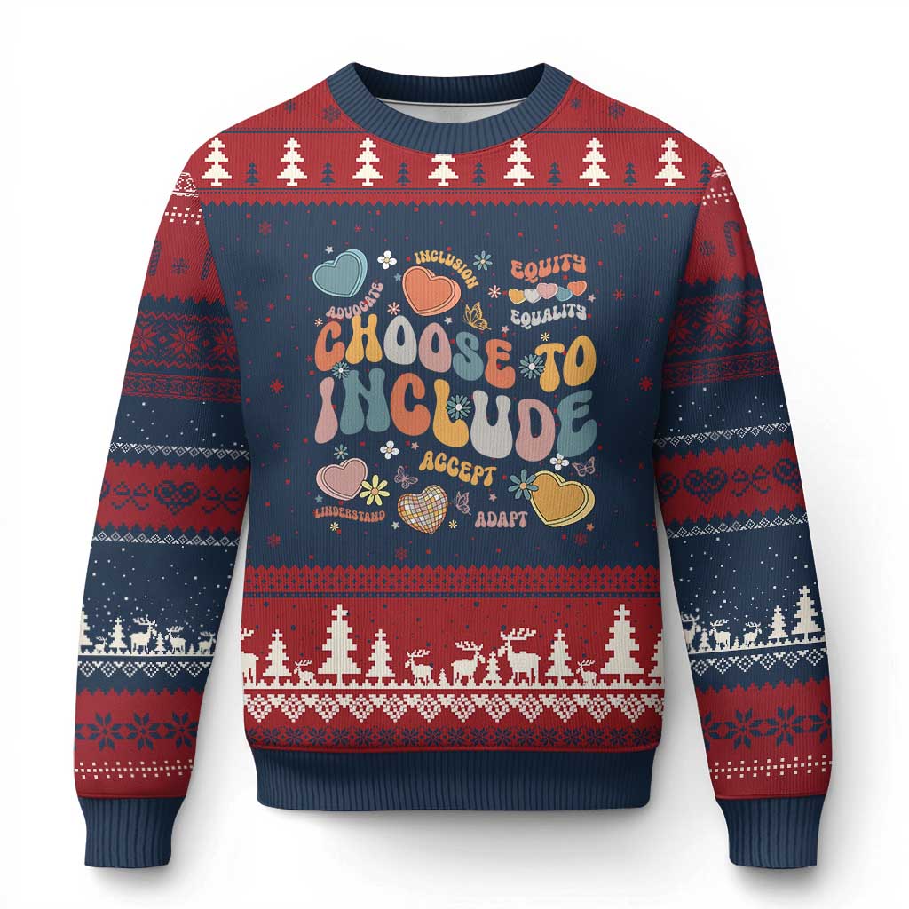 Autism Acceptance Ugly Christmas Sweater Choose To Include Inclusion Matters TS02 Navy Red Print Your Wear